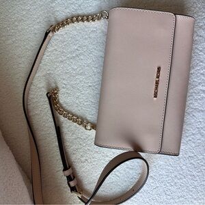 Michael Kors Blush Crossbody Bag with Gold Chain